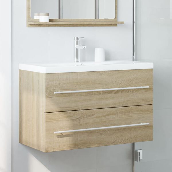 vidaXL Armoire de lavabo vieux bois 80x38,5x48 cm bois d'ing&eacute;nierie