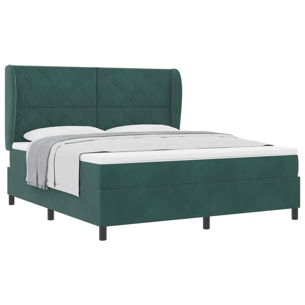 vidaXL Lit &agrave; ressorts avec matelas Vert fonc&eacute; 200 x 180 cm Polyester