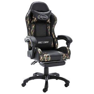 vidaXL Fauteuil de jeux vid&eacute;o repose-pied Noir/camouflage Similicuir