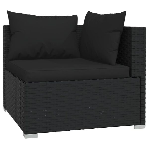 vidaXL Salon de jardin 11 pcs avec coussins Noir R&eacute;sine tress&eacute;e