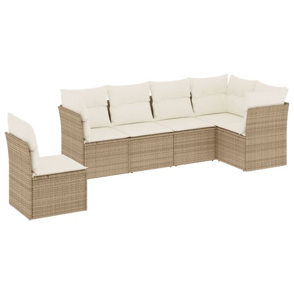 vidaXL Salon de jardin avec coussins 6 pcs beige r&eacute;sine tress&eacute;e