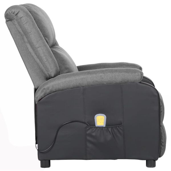 vidaXL Fauteuil de massage Gris clair Similicuir et tissu