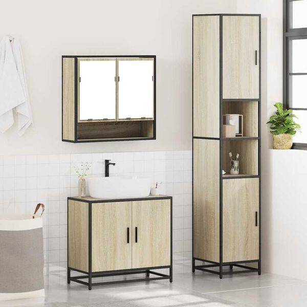 vidaXL Ensemble de meubles de salle de bain 3 pcs ch&ecirc;ne sonoma