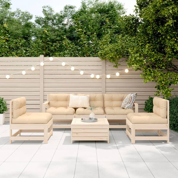 vidaXL Salon de jardin 6 pcs bois de pin massif