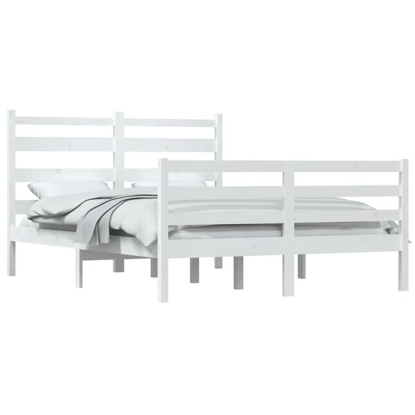 vidaXL Cadre de lit sans matelas bois de pin massif 160x200 cm blanc