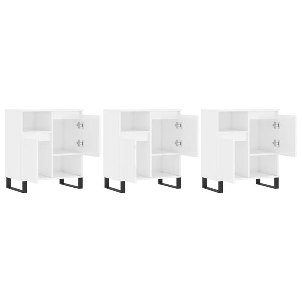 vidaXL Buffets 3 pcs blanc brillant bois d'ing&eacute;nierie