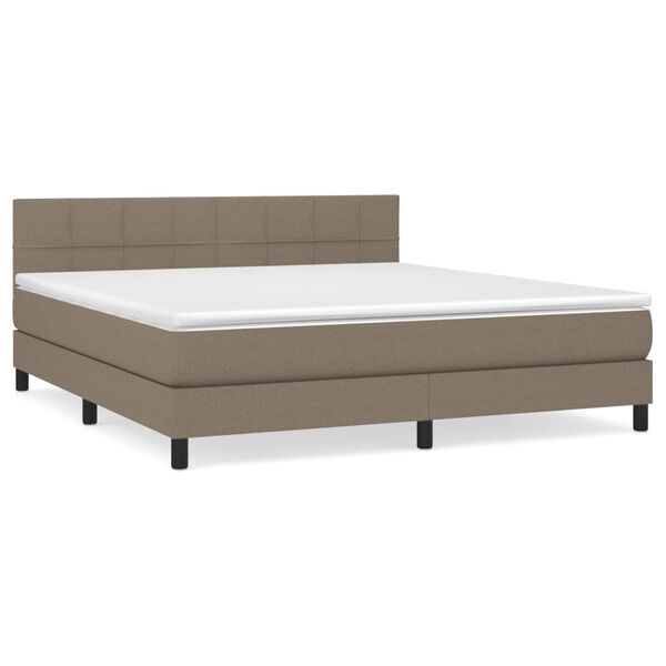 vidaXL Sommier &agrave; lattes de lit avec matelas Taupe 160x200 cm Tissu
