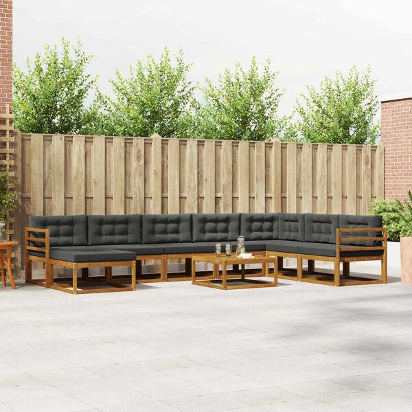 vidaXL Ensemble de canap&eacute;s d'ext&eacute;rieur 9 pcs Naturel et Anthracite