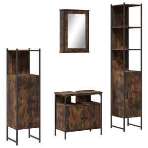 vidaXL Ensemble de meubles de salle de bain 4 pcs Ch&ecirc;ne fum&eacute; Bois