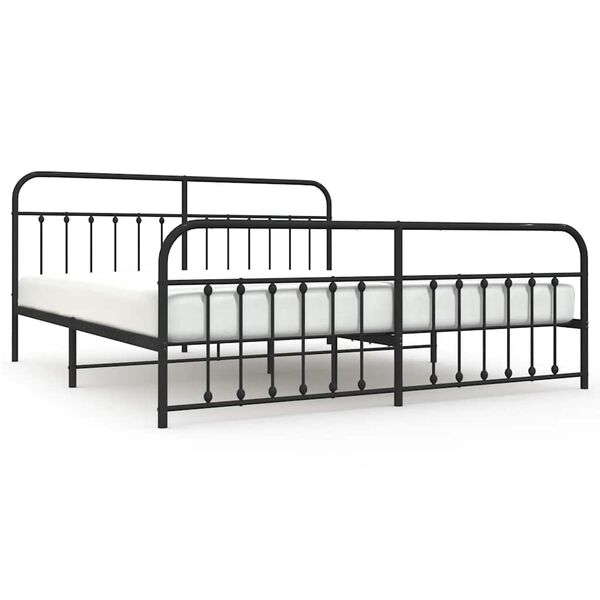 vidaXL Cadre de lit m&eacute;tal sans matelas avec pied de lit noir 200x200cm