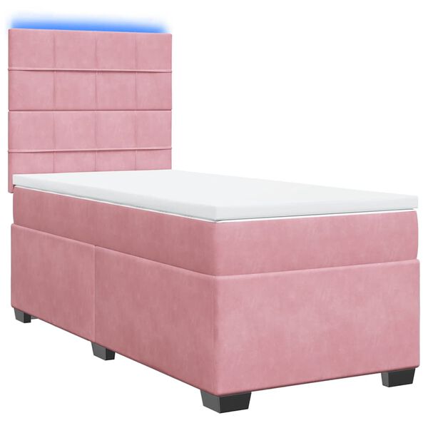 vidaXL Sommier &agrave; lattes de lit avec matelas Rose 90x190 cm Velours