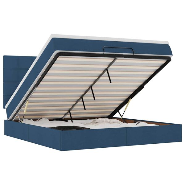 VidaXL Cadre de lit ottoman avec matelas bleu 160x200 cm tissu