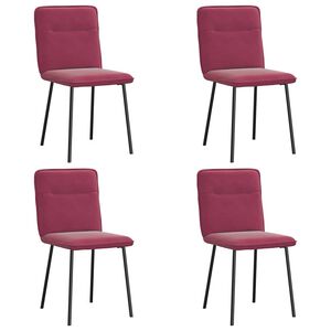 vidaXL Chaises &agrave; manger lot de 4 Rouge bordeaux Velours