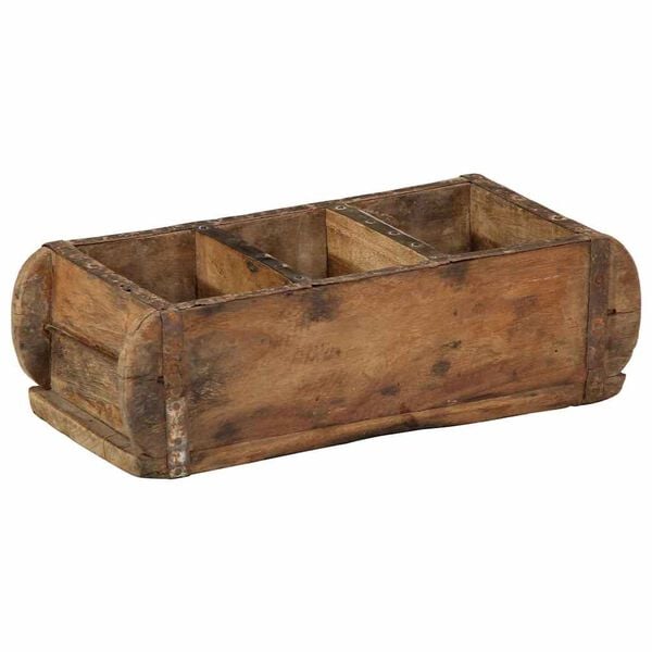 vidaXL Plateau avec stockage Marron 30 x 14 x 9 cm Bois Recycl&eacute; Solide