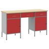 vidaXL Placard de travail 3 pcs Rouge Bois d'ing&eacute;nierie et acier