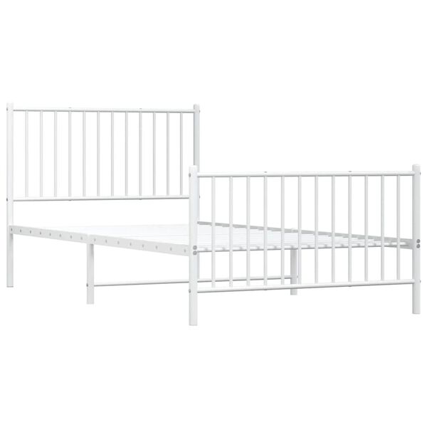 vidaXL Cadre de lit m&eacute;tal sans matelas et pied de lit blanc 100x200 cm
