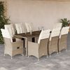 vidaXL Ensemble de bistro de jardin 9 pcs coussins beige poly rotin