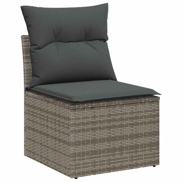 vidaXL Ensemble de canapé de jardin avec coussin 8 pcs Gris polyrotin
