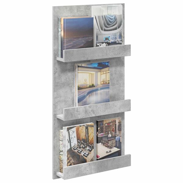 vidaXL &Eacute;tag&egrave;re &agrave; magazines avec &eacute;tag&egrave;re Gris b&eacute;ton 51 x 11 x 102 cm