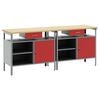 vidaXL Ensemble d'&eacute;tabli 2 pc Rouge et Gris Acier enduit de poudre
