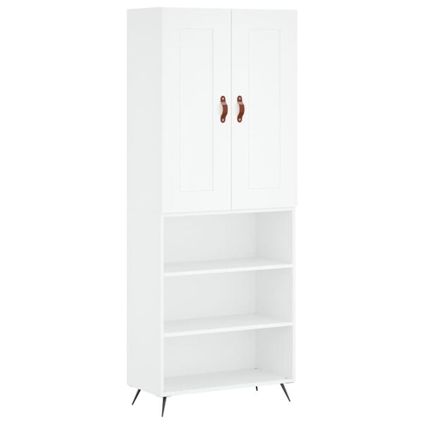 vidaXL Buffet haut Blanc 69,5x34x180 cm Bois d'ing&eacute;nierie