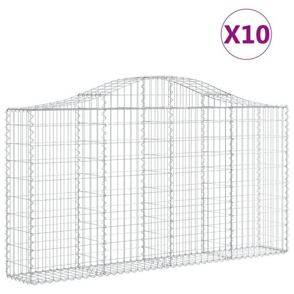 vidaXL Paniers &agrave; gabions arqu&eacute;s 10 pcs 200x30x100/120 cm Fer galvanis&eacute;