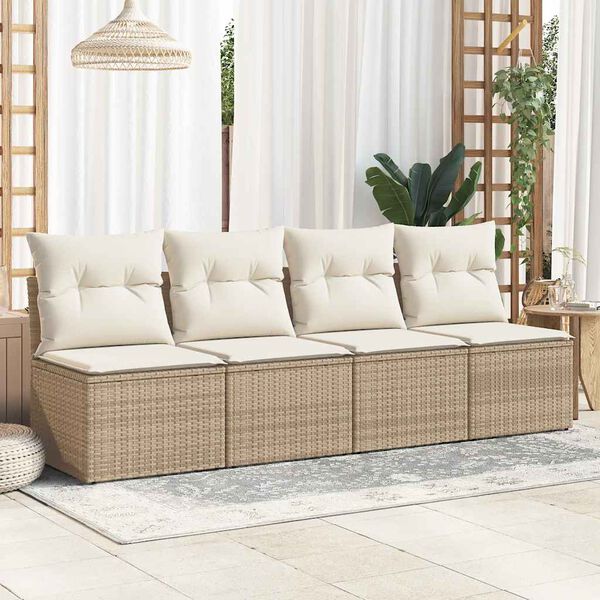 vidaXL Salon de jardin avec coussins 2 pcs beige résine tressée acacia