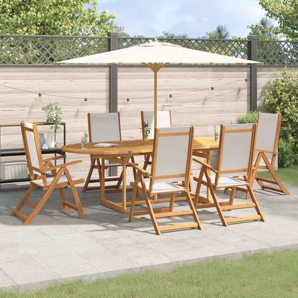 vidaXL Ensemble &agrave; manger de jardin 9pcs bois d'acacia solide textil&egrave;ne