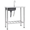 vidaXL &Eacute;vier de camping Seul lavabo avec robinet Acier inoxydable