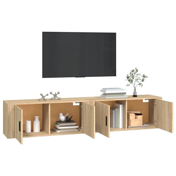 vidaXL Meubles TV muraux 2 pcs ch&ecirc;ne sonoma 100x34,5x40 cm