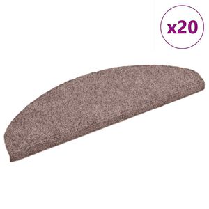 vidaXL Tapis d'escalier auto-adh&eacute;sifs 20 pi&egrave;ces 65 x 21 x 4 cm Marron clair Demi-rond Grand