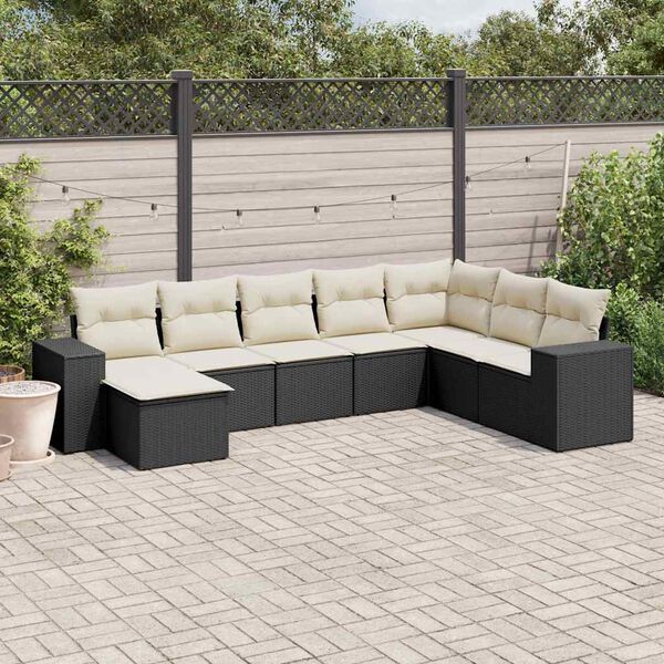 vidaXL Salon de jardin 8 pcs avec coussins noir r&eacute;sine tress&eacute;e
