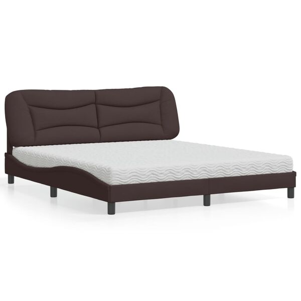 vidaXL Lit avec matelas Hvar marron fonc&eacute; 180x200 cm tissu