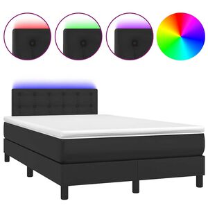 vidaXL Sommier &agrave; lattes de lit matelas LED noir 120x190 cm similicuir