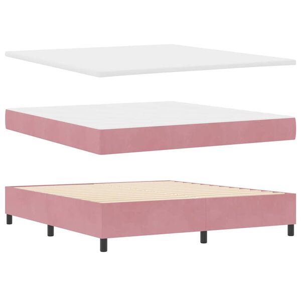 vidaXL Lit &agrave; ressorts avec matelas Rose 180 x 200 cm Velours