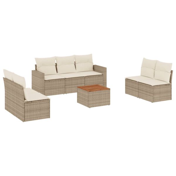 vidaXL Salon de jardin avec coussins 8 pcs beige résine tressée