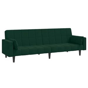 vidaXL Canap&eacute;-lit &agrave; 2 places avec deux oreillers Vert fonc&eacute; Velours