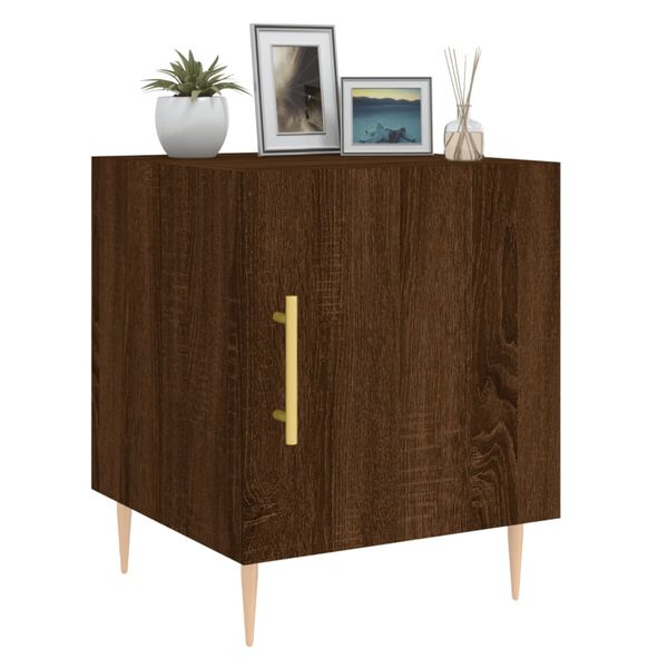 vidaXL Table de chevet ch&ecirc;ne marron 40x40x50 cm bois d&rsquo;ing&eacute;nierie