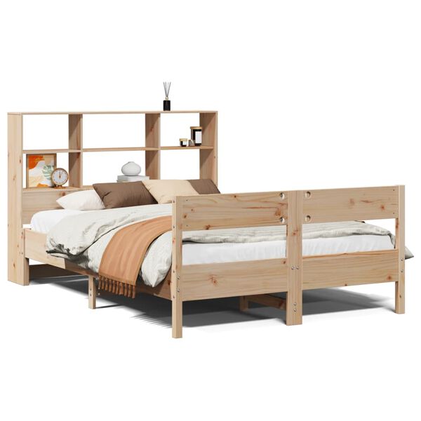 vidaXL Lit biblioth&egrave;que sans matelas 140x190 cm bois de pin massif