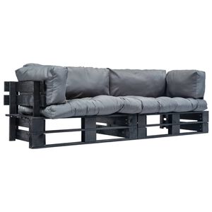 vidaXL Canap&eacute;s de jardin palette 2 pcs avec coussins gris Pin&egrave;de