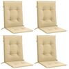 vidaXL Coussins de chaise &agrave; dossier bas lot de 4 beige m&eacute;lang&eacute; tissu