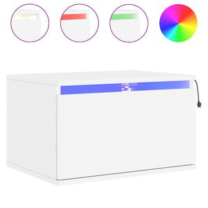 vidaXL Table de chevet murale avec lumi&egrave;res LED blanc