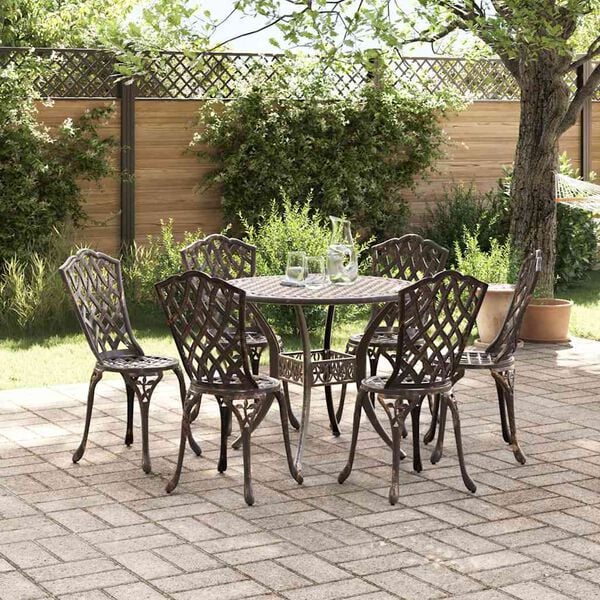 vidaXL Ensemble de salle &agrave; manger pour jardin 7 pcs Bronze Aluminium