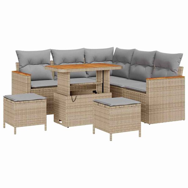 vidaXL Ensemble de canap&eacute; de jardin 8 pcs Beige Poly rotin