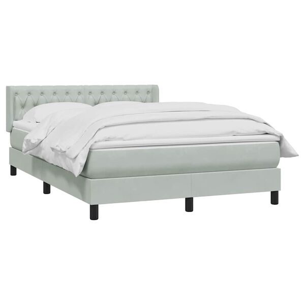 vidaXL Sommier à lattes de lit et matelas gris clair 160x220cm velours