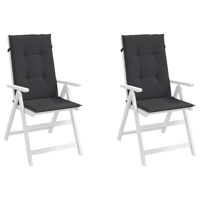 vidaXL Coussins de chaise de jardin à dossier haut lot de 2 noir tissu
