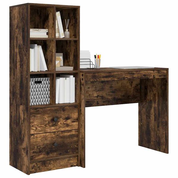vidaXL Bureau avec tiroir 2 pcs Ch&ecirc;ne fum&eacute;