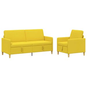 vidaXL Canap&eacute; avec rangement 2 pc 4 place Jaune clair Polyester