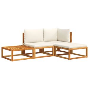 vidaXL Ensemble de canap&eacute;s de jardin 4 pi&egrave;ces avec coussins en bois d'acacia et corde