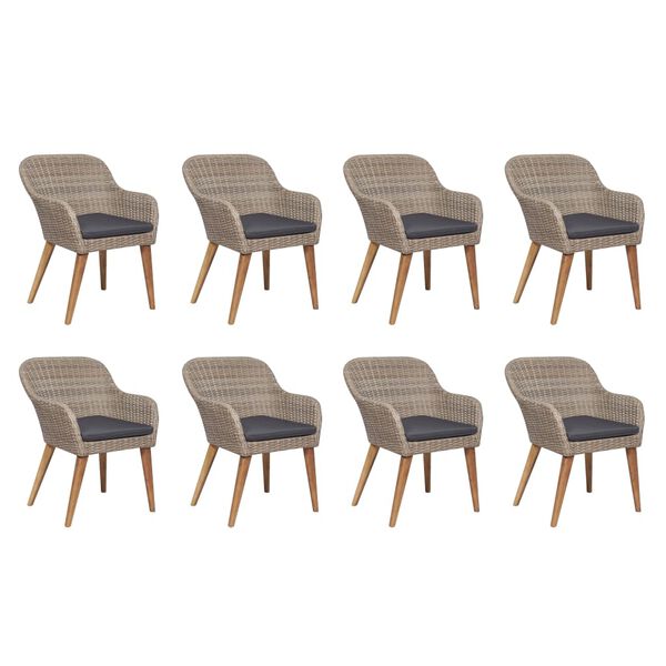 vidaXL Salon de jardin avec coussins 9 pcs Résine tressée